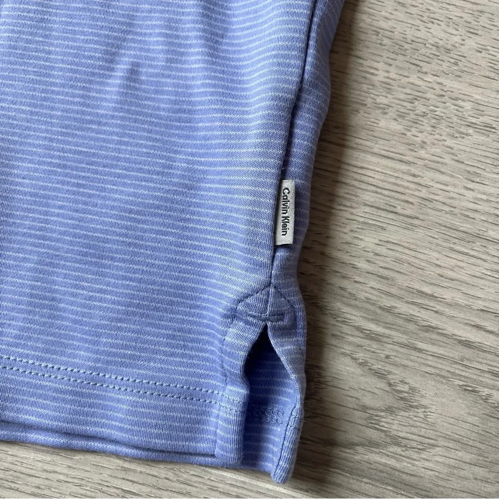 Calvin Klein Men’s Blue Polo Shirt Striped Cotton Medium EUC